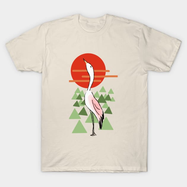 Egret With Sunset T-Shirt by DesignTree